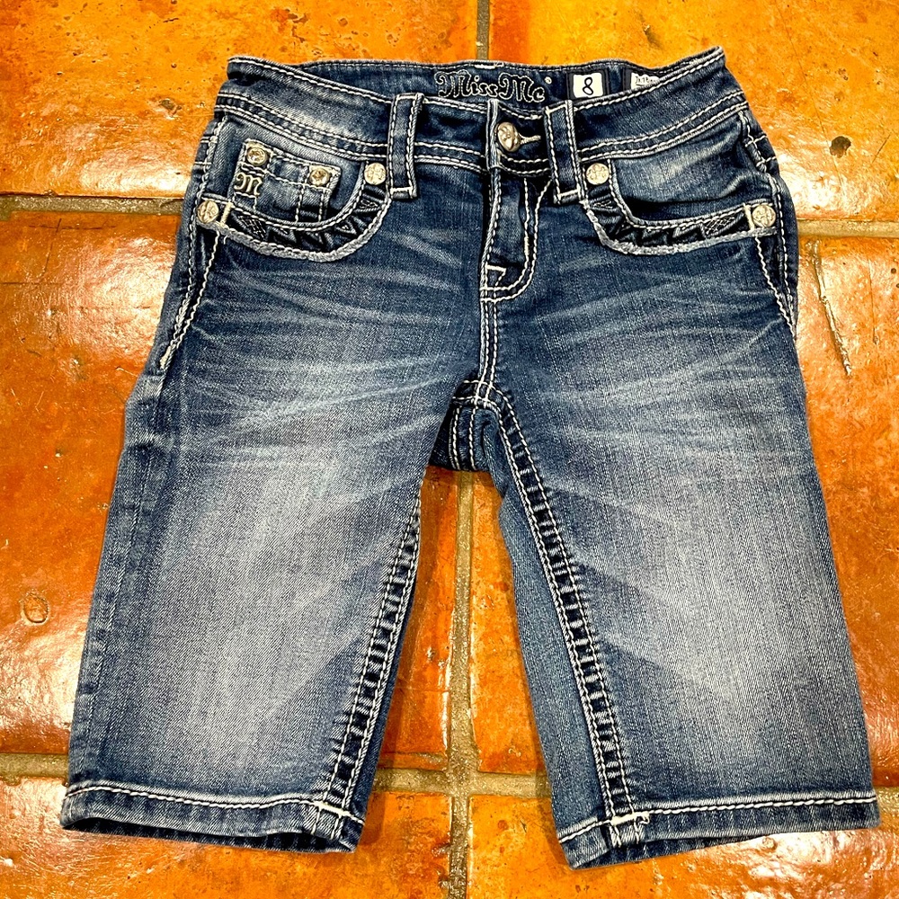 Girls Miss Me Bermuda Jean Shorts size 8 dark Wash